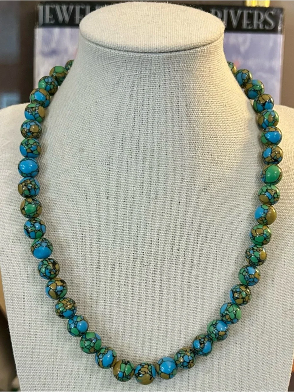 Sea Sediment Jasper Round Beaded Necklace w/Sterling Clasp - Picture 5 of 17